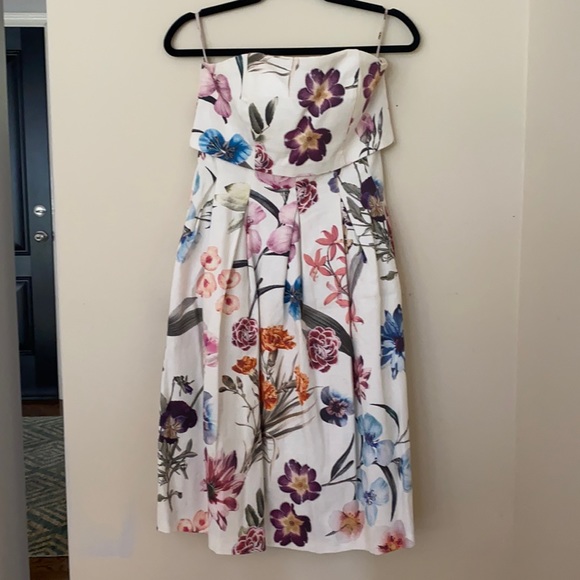 Floral Strapless Midi Dress - Picture 1 of 8